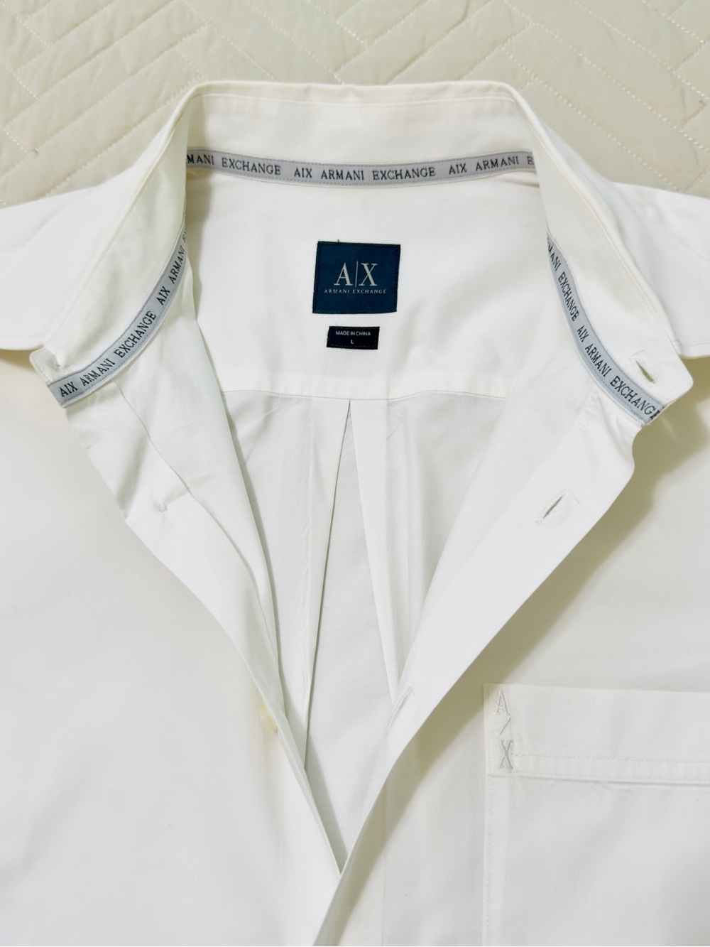 Armani Exchange A/X Men’s White Button Down Dress Shirt Regular Fit Size L - Picture 11 of 15